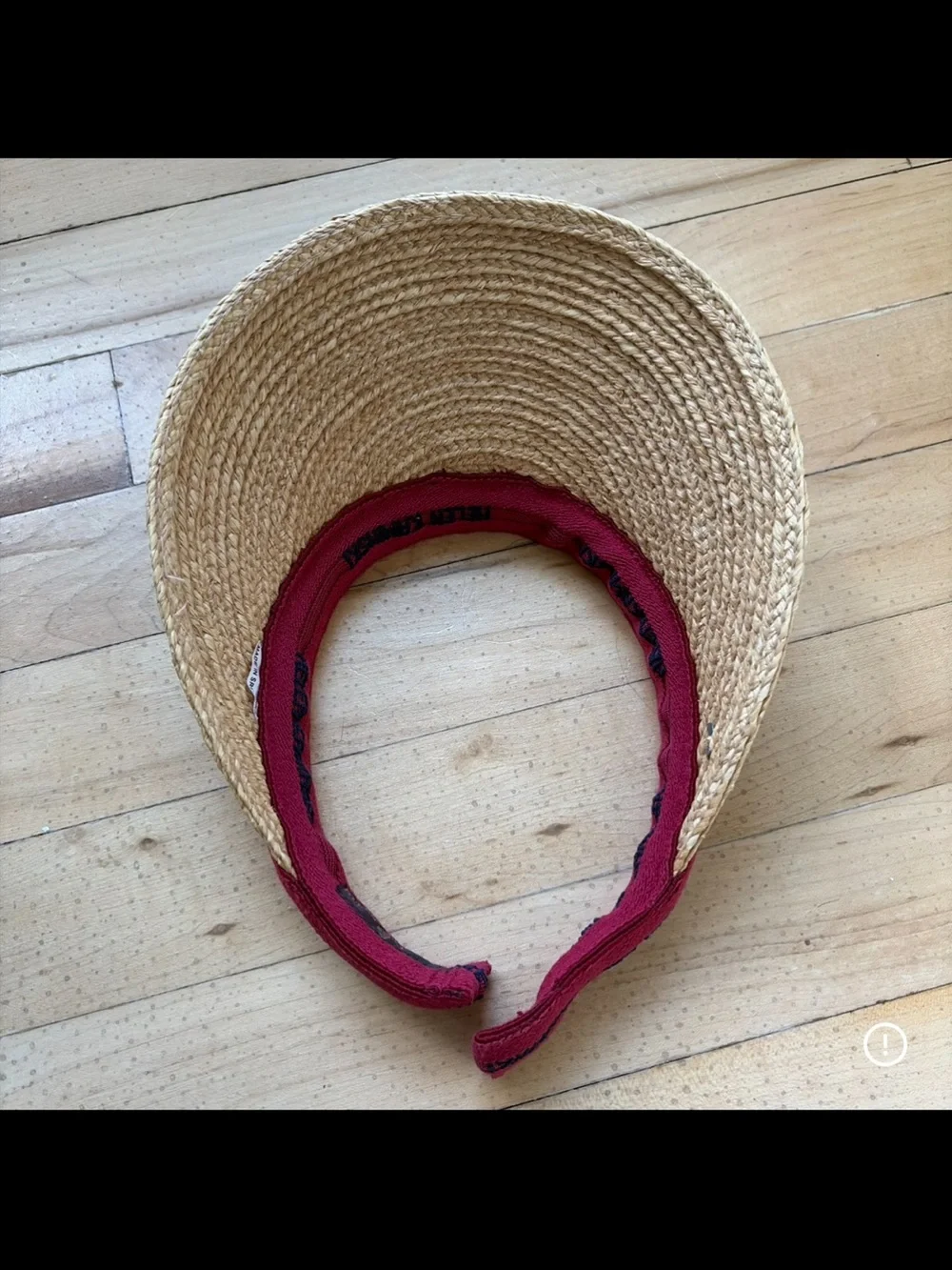 Helen‎ Kaminski Natural Straw Visor with Red Logo Band